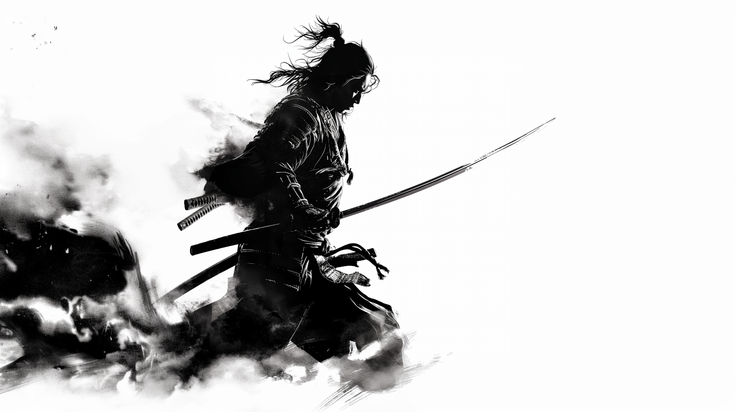 a_black_and_white_image_of_a_samurai_that_is_a_f61ccaaf-b3e0-46e7-bd62-d1cb7803aa56_0